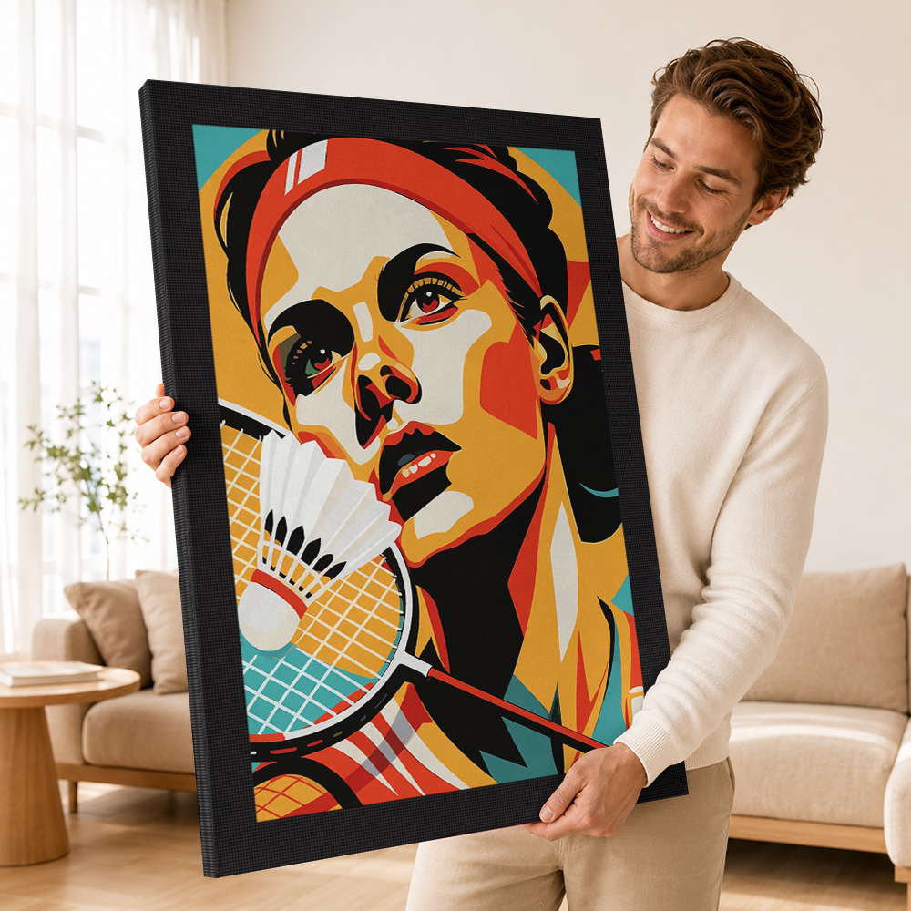 Badminton Player Portrait Fram - огляд і ціна Badminton Poster