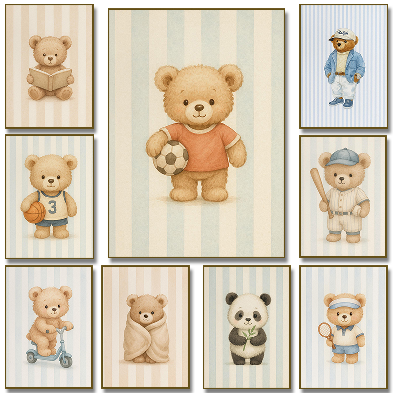 Blue Stripes Panda with Bamboo - огляд і ціна Badminton Poster